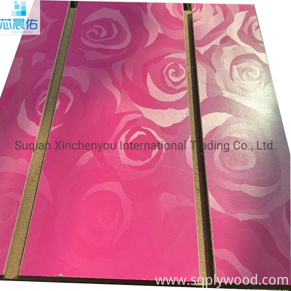 China Factory Produce 7-11 grooves Melamine Faced MDF/Slot MDF